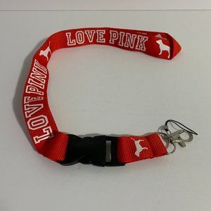 Victoria's Secret Lanyard Fashion Strap Love Pink Keychain Long Style Red White